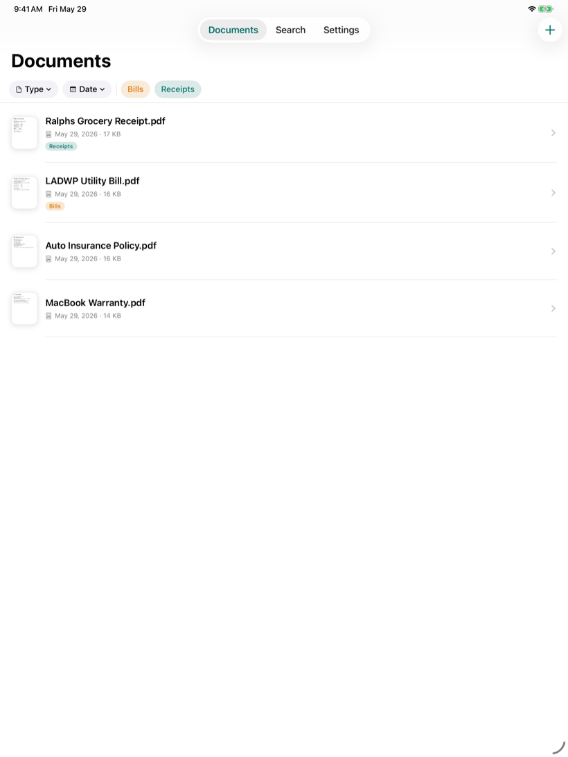 Receira on iPad