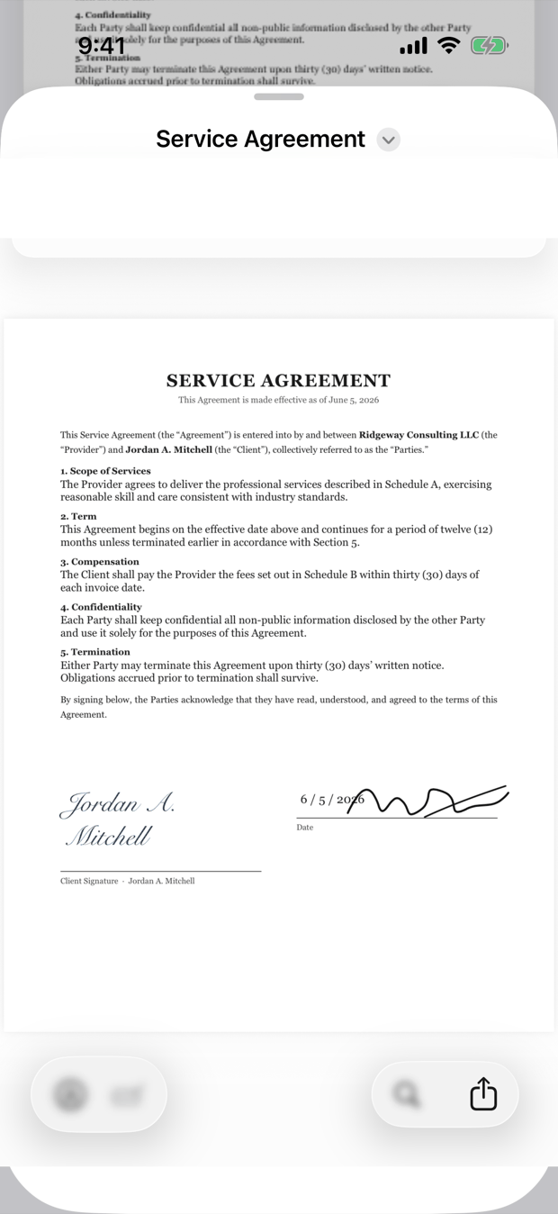 Marking up and signing a PDF
